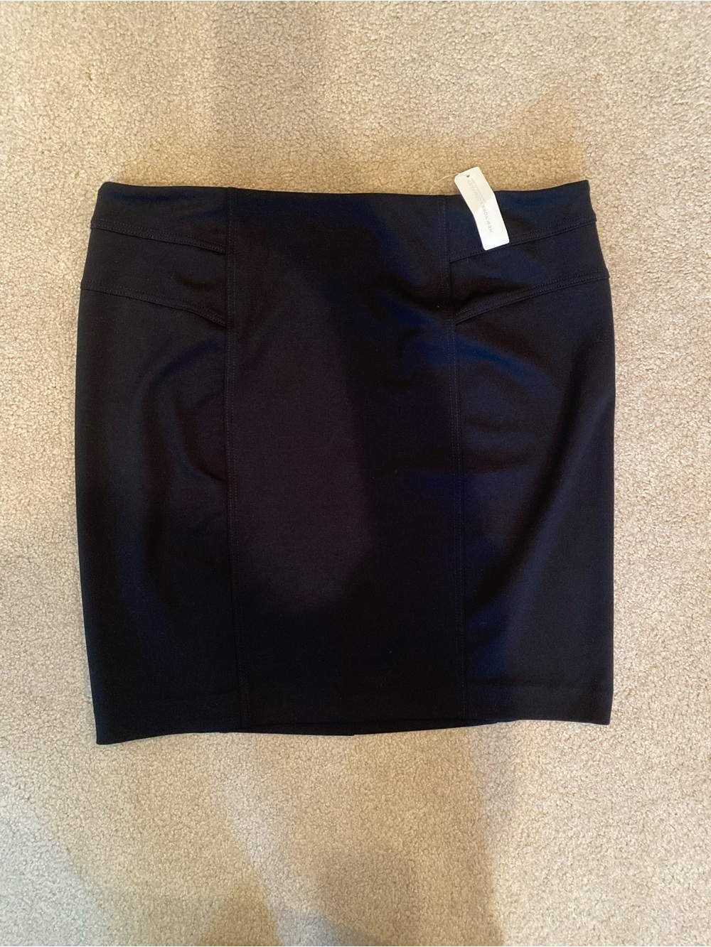 NWT New York & Company Black Solid Stretch Short Pencil Skirt Zip Zipper Size 16